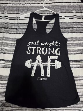 Fitness Graphic Racerback Tank Top - Black